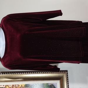 Notations Burgundy Stretch Velvet Top/Pants